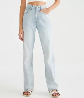 Aeropostale Womens' High-Rise Baggy Jean - Blue - Size 12 R - Cotton - Teen Fashion & Clothing Light Wash