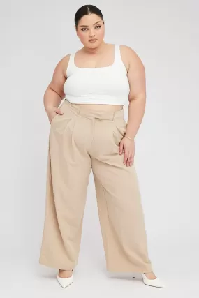 Beige Wide Leg Pants Tailored