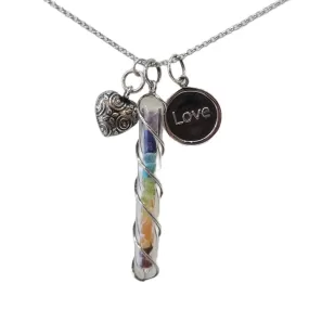 Chakra Stone Love Heart Pendant Necklace