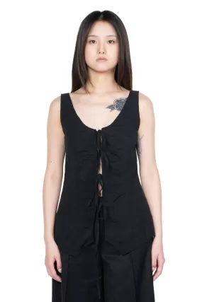 Cross Linen Top Black