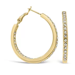 Ear Sense Earring F405 32mm Gold Hoop with Inset Crystals