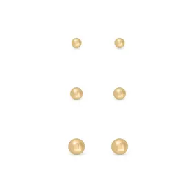 Ear Sense Earring FC291 Gold Ball Stud Trio