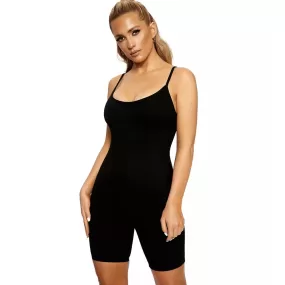 Elastic Black Strapped Sleeveless Romper