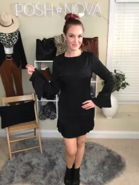 Fancy Frill Black Dress