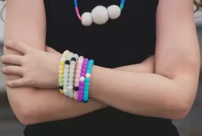 Glow In The Dark Silicone Bubble 6 Pack Bracelet Set