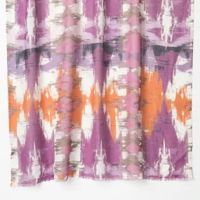 Kinross Cashmere Natural Ikat Print Scarf - Black Cherry Multi