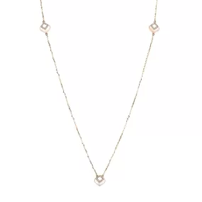 Mother of Pearl and Diamond Cutout Station Necklace