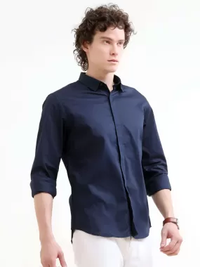 Navy blue solid shirt