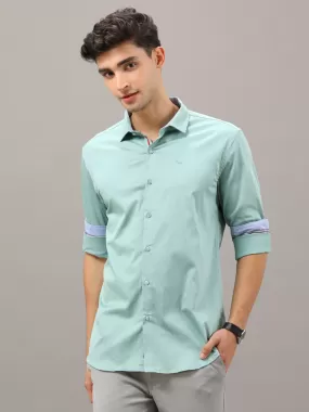 Plain Sea Blue Shirt Full Sleeve