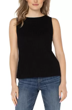 Sleeveless Boat Neck Top - Black