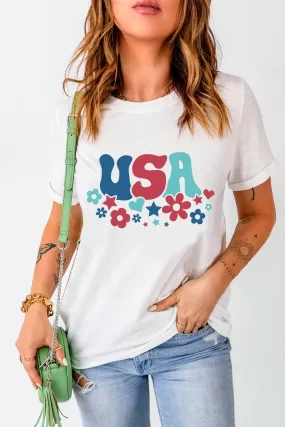 Sunset and Swim USA T-Shirt mit Rundhalsausschnitt und kurzen Ärmeln