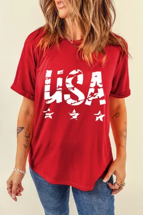 Sunset and Swim USA T-Shirt mit Rundhalsausschnitt und kurzen Ärmeln