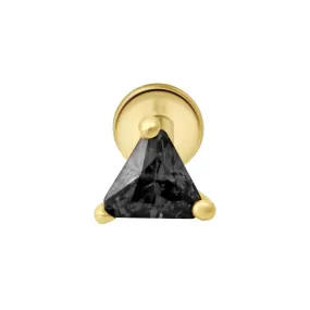 Triangle Cut Black Onyx Flat Back Stud